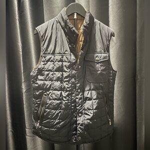 Massimo Dutti Reversible Quilted Vest S | Navy & Khaki | 2-in-1 Vest